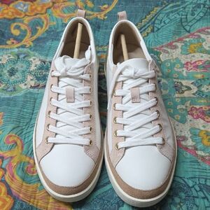 Women's White and Tan Athletic Shoes